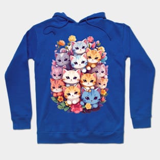 Kawaii kitten in flower bouquet Hoodie